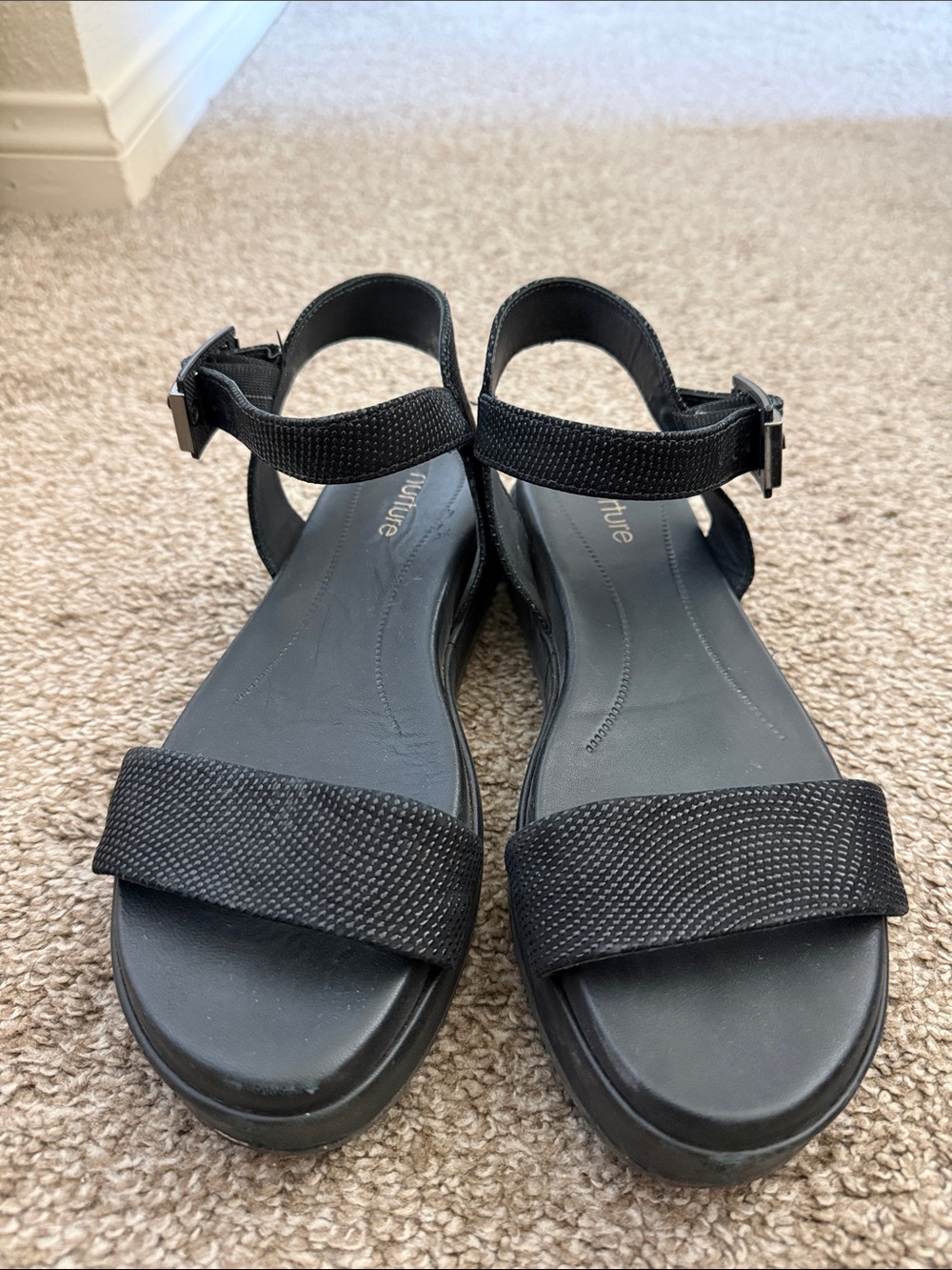 Nurture by Lamaze Black Ankle-Strap Platform Sandals